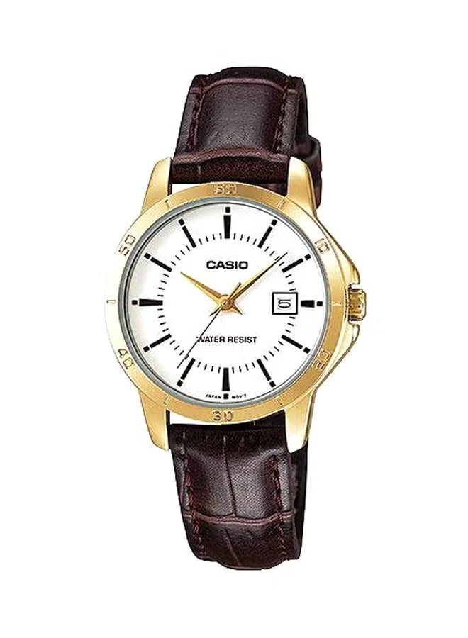 Casio Couple Watch Analog MTP/LTP-V004GL-7A with Brown Leather Band - Image 3